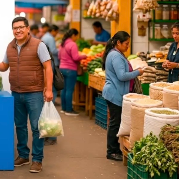 Vecino de Lima Sur con sus compras saludables en el mercado